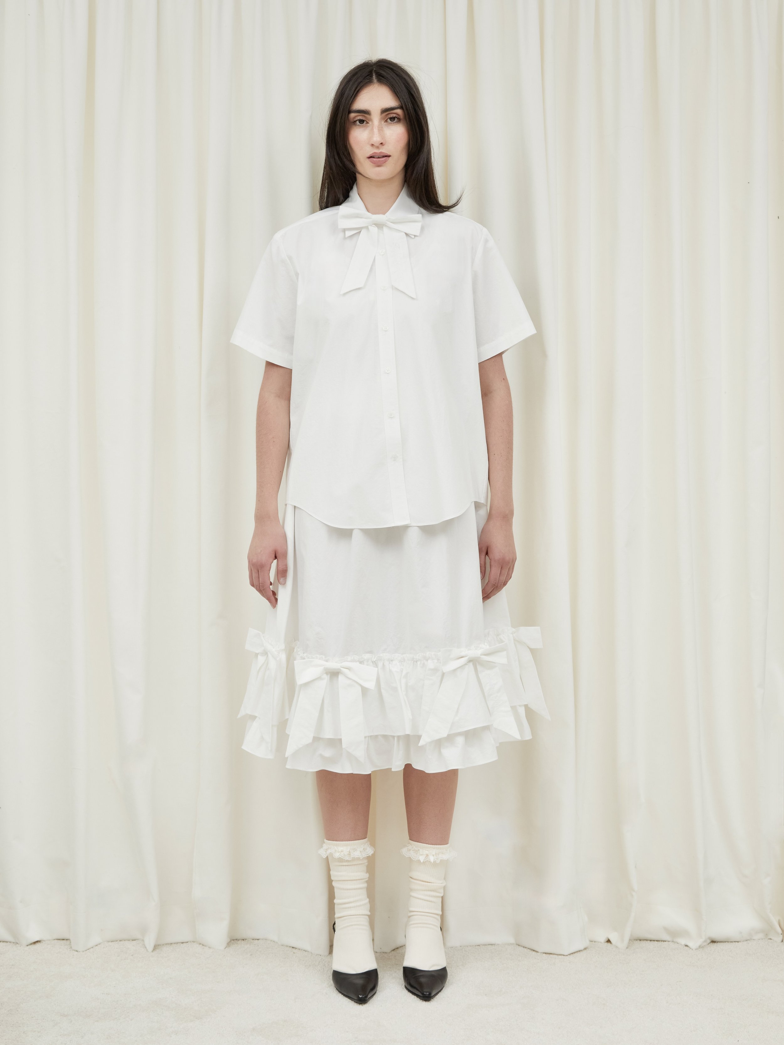 Lizette Bow Skirt - White — Tanner Fletcher